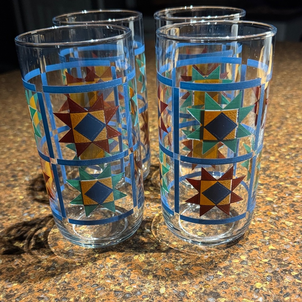 Colorful Geometric Patterned Glasses Set by Libbey